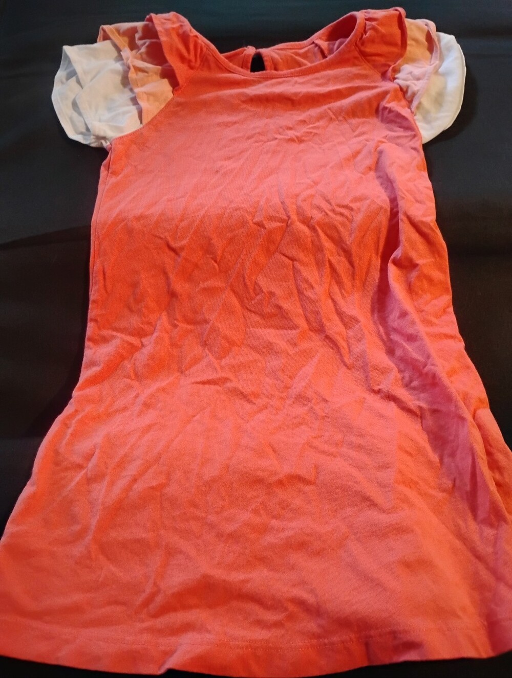 Girls' Coral Pink Ruffle Sleeve Top - Unbranded